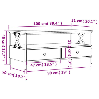 Couchtisch Räuchereiche 100x51x45 cm Holzwerkstoff