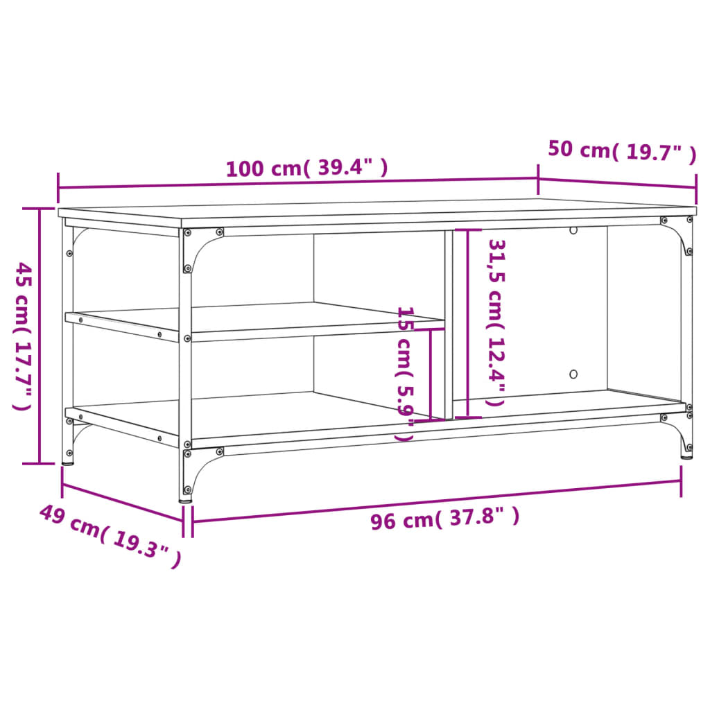 Couchtisch Braun Eichen-Optik 100x50x45 cm Holzwerkstoff