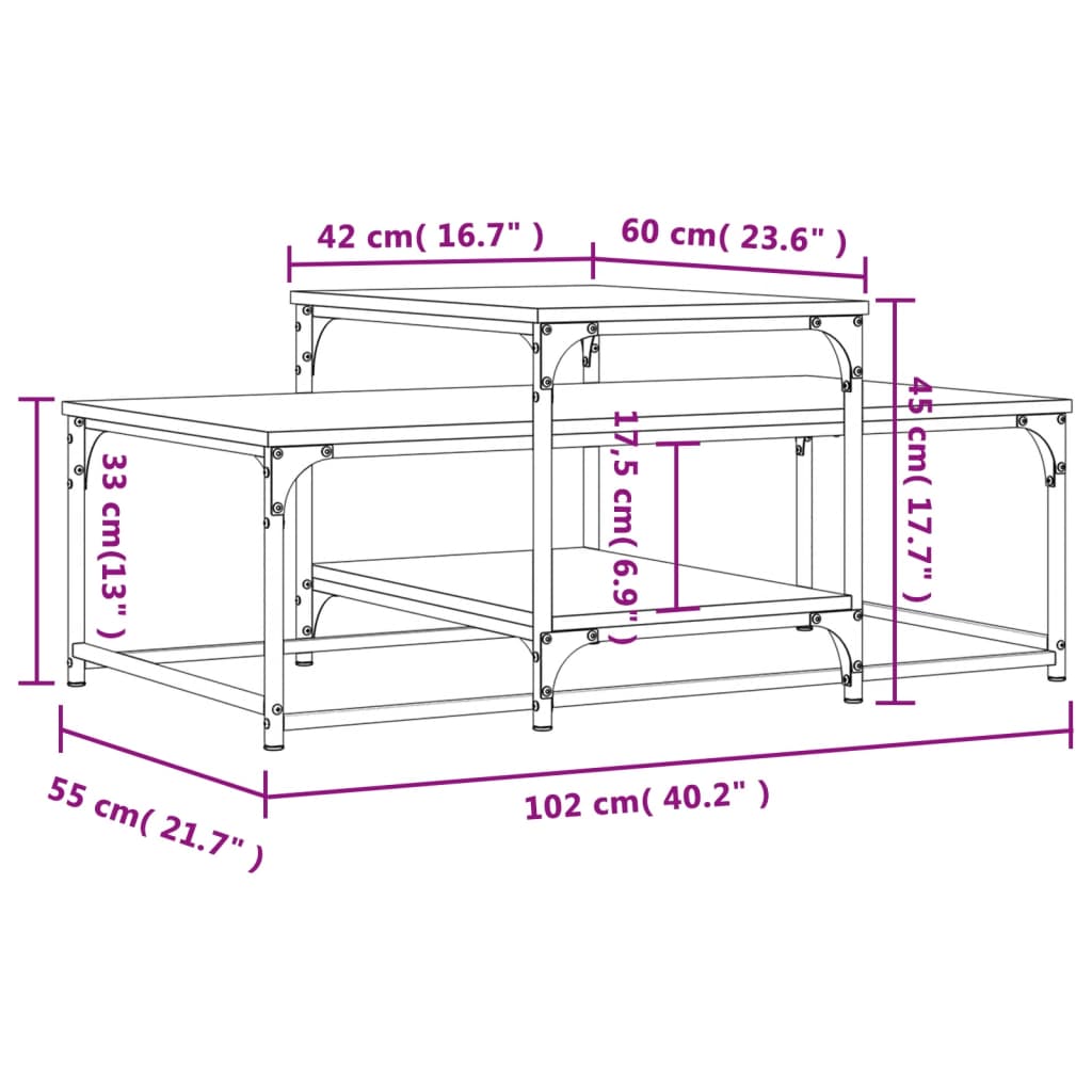 Couchtisch Räuchereiche 102x60x45 cm Holzwerkstoff