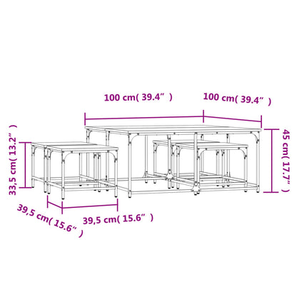 Tables gigognes 5 pcs. Matériau bois de chêne fumé