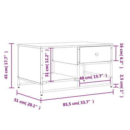 Table basse chêne fumé 85,5x51x45 cm en bois