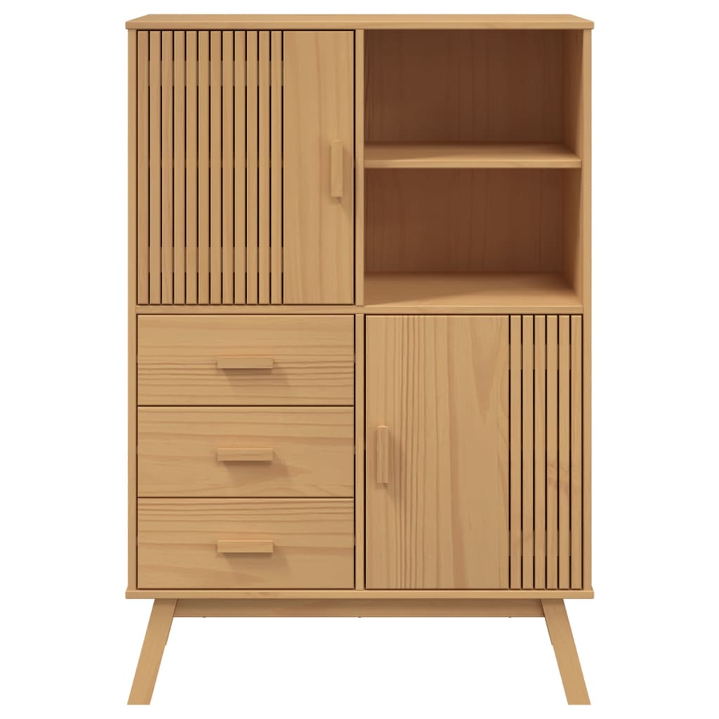 Highboard OLDEN Braun 85x43x125 cm Massivholz Kiefer