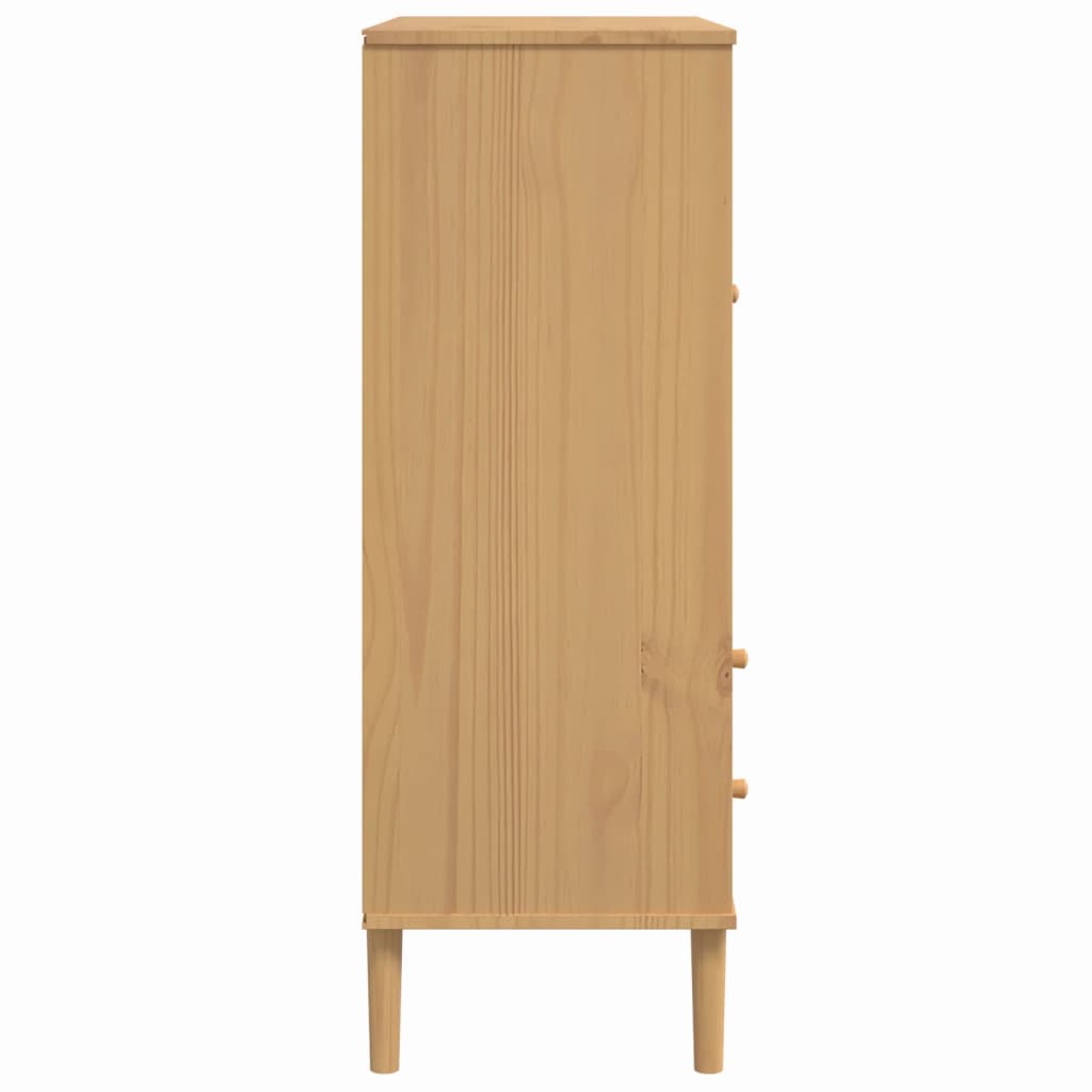 Highboard SENJA Rattan-Optik Braun 90x40x112 cm Kiefernholz