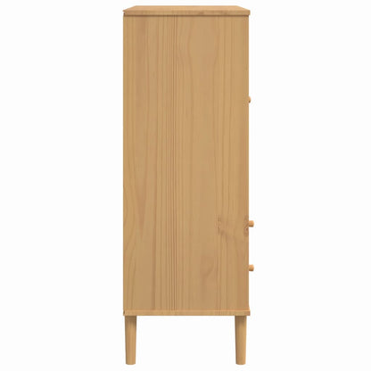 Highboard SENJA Rattan-Optik Braun 90x40x112 cm Kiefernholz