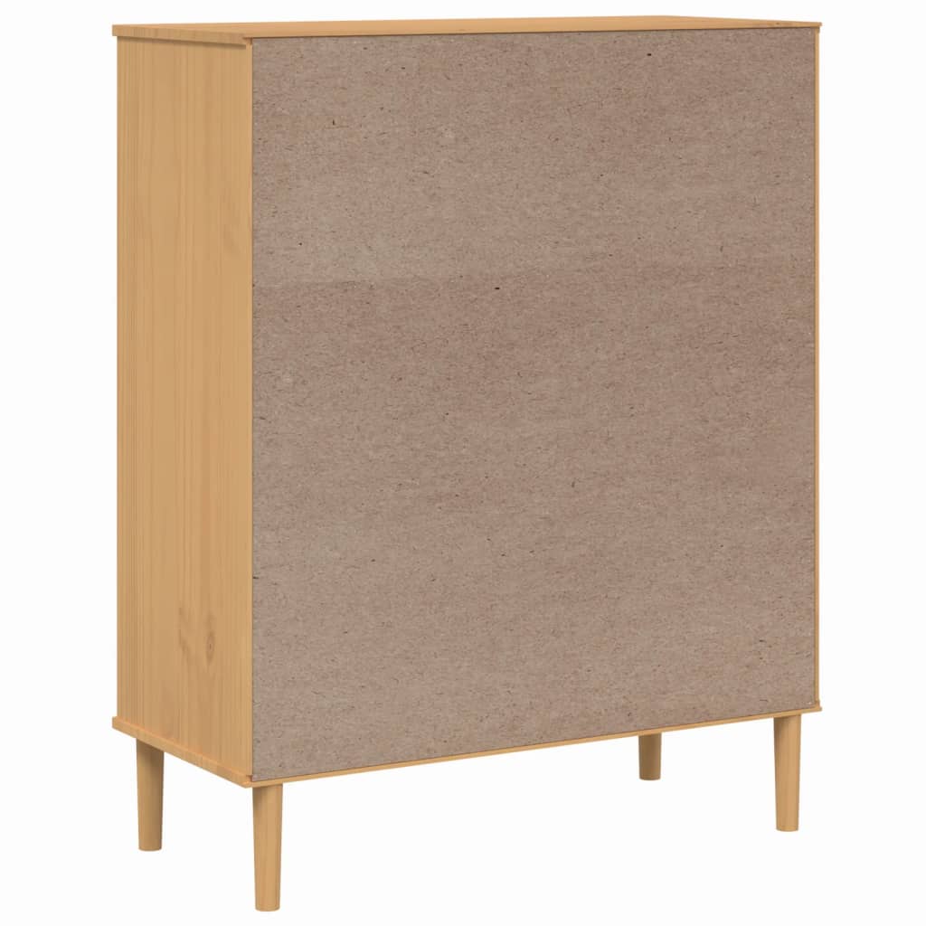 Highboard SENJA Rattan-Optik Braun 90x40x112 cm Kiefernholz