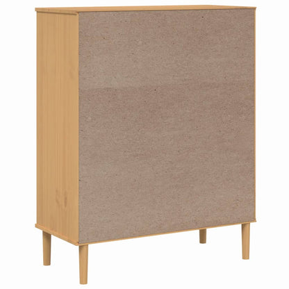 Highboard SENJA Rattan-Optik Braun 90x40x112 cm Kiefernholz