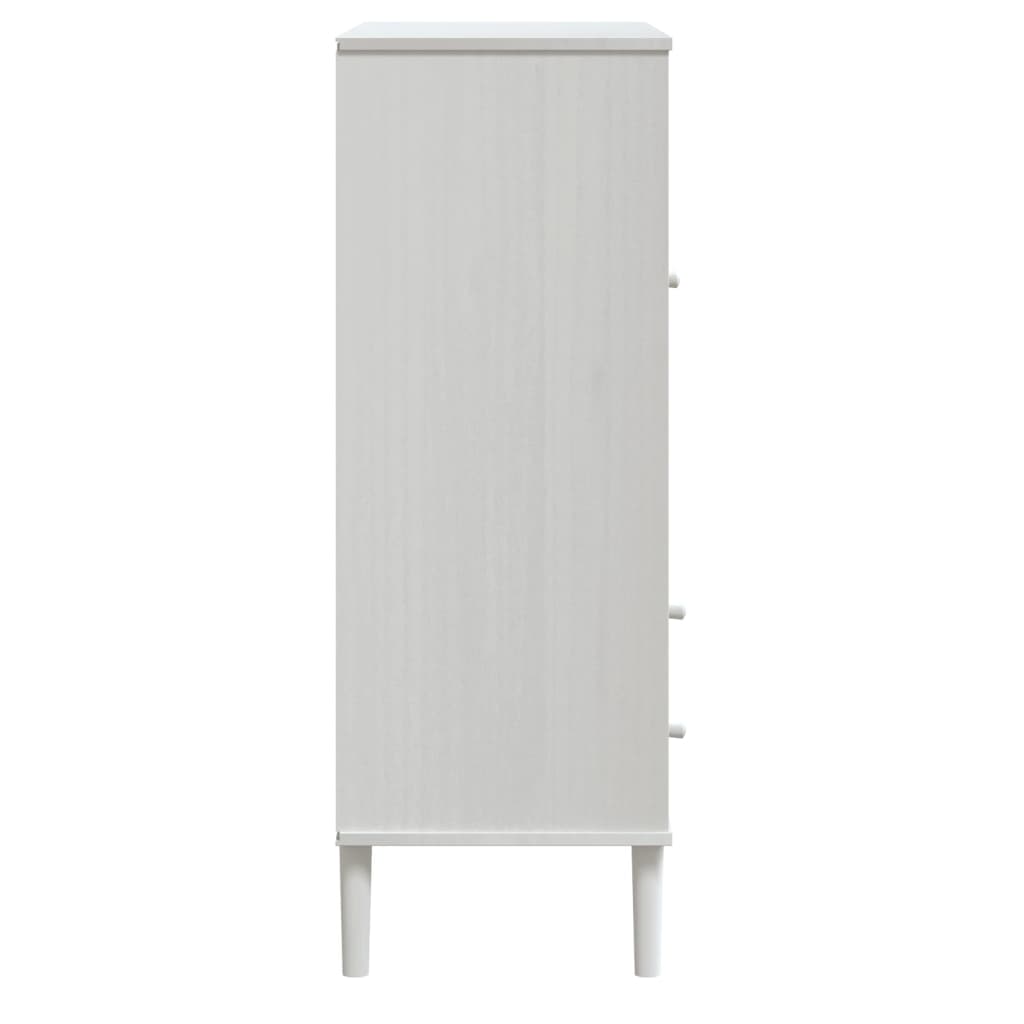 Buffet haut SENJA aspect rotin blanc 90x40x112 cm bois de pin