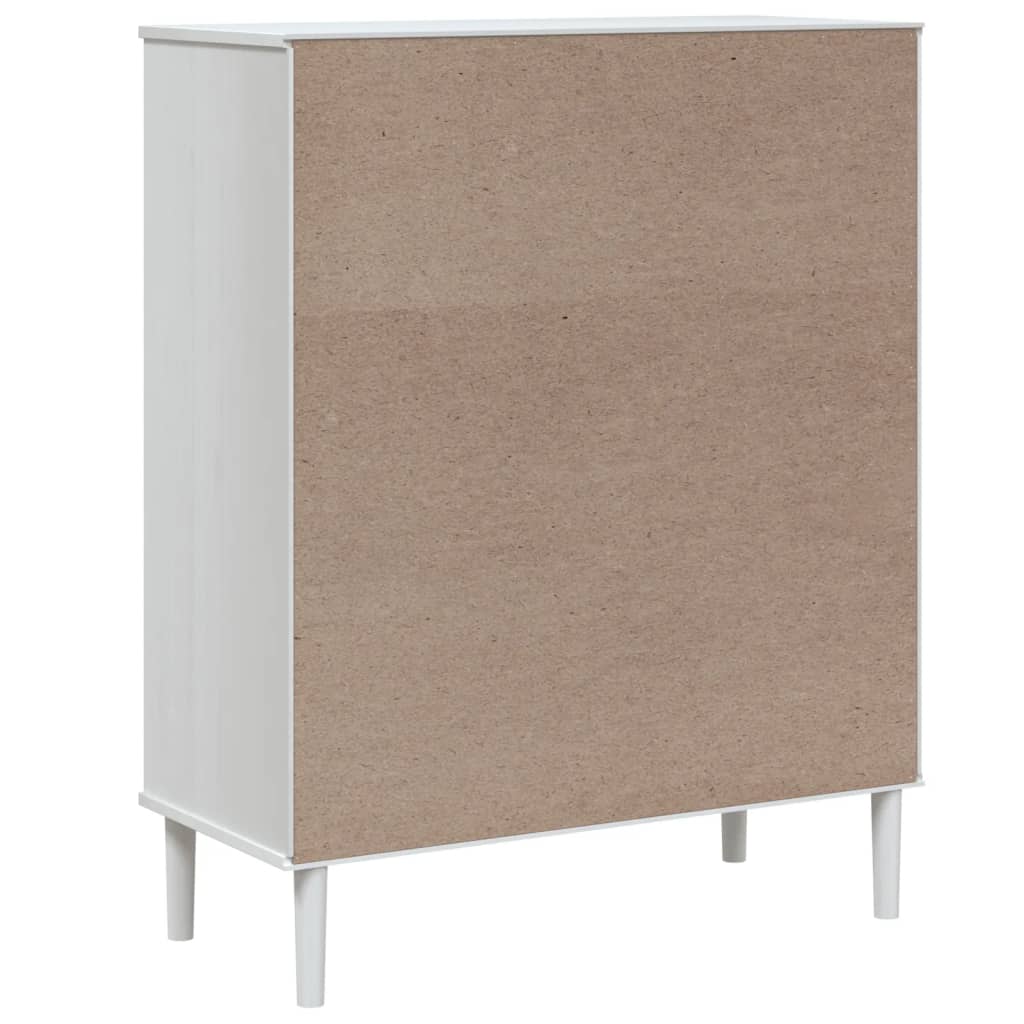 Buffet haut SENJA aspect rotin blanc 90x40x112 cm bois de pin