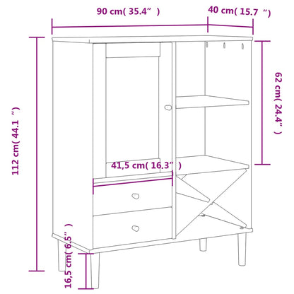 Buffet haut SENJA aspect rotin blanc 90x40x112 cm bois de pin