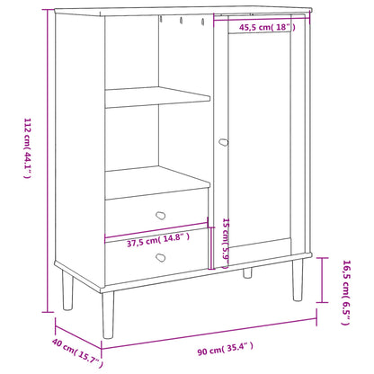 Alacena SENJA imitación ratán marrón 90x40x112 cm madera de pino