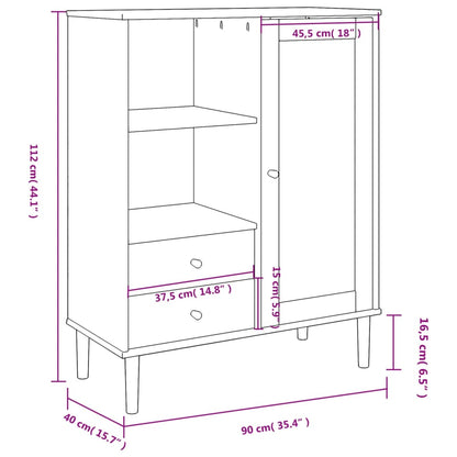 Alacena SENJA imitación ratán negro 90x40x112 cm madera de pino