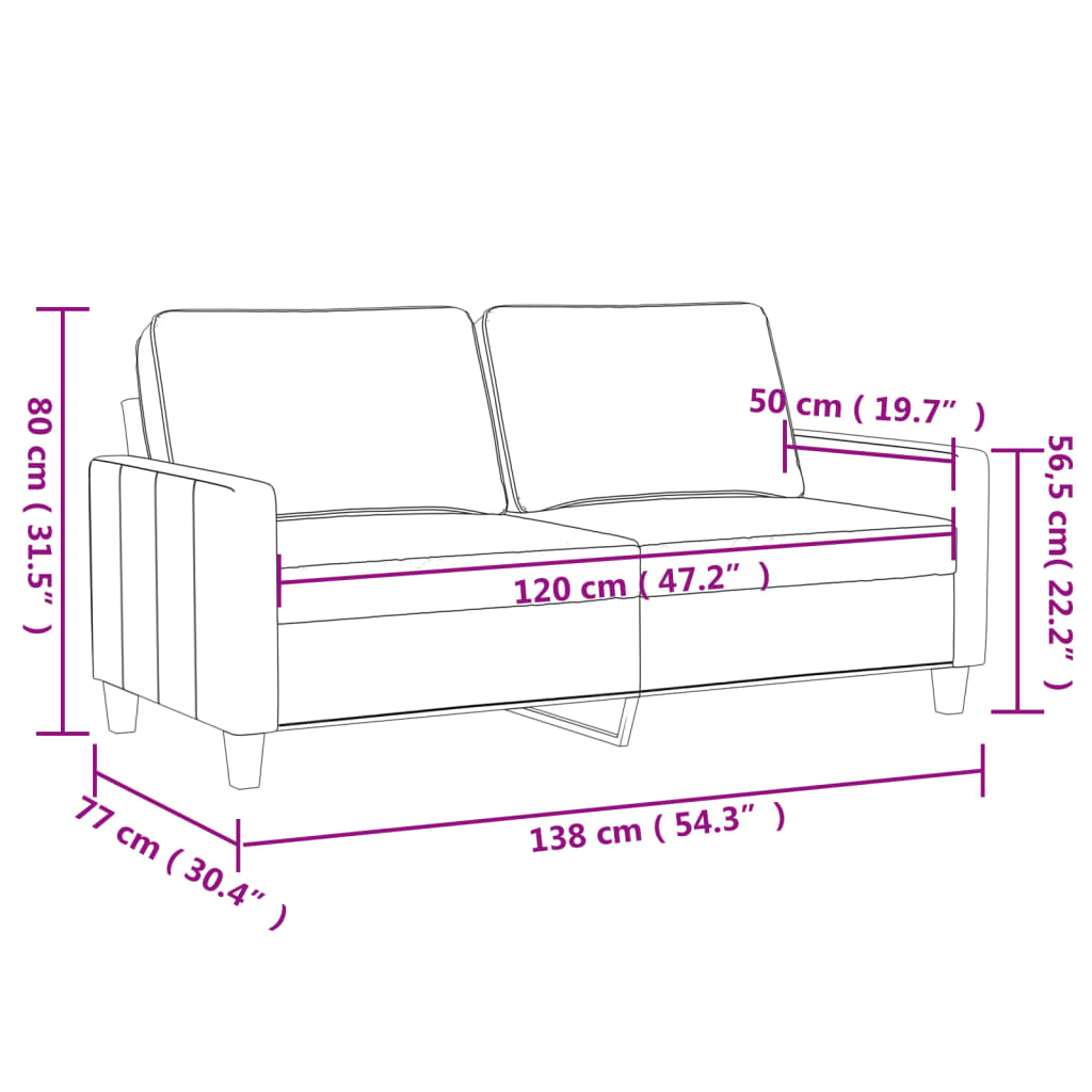 2-Sitzer-Sofa Braun 120 cm Stoff