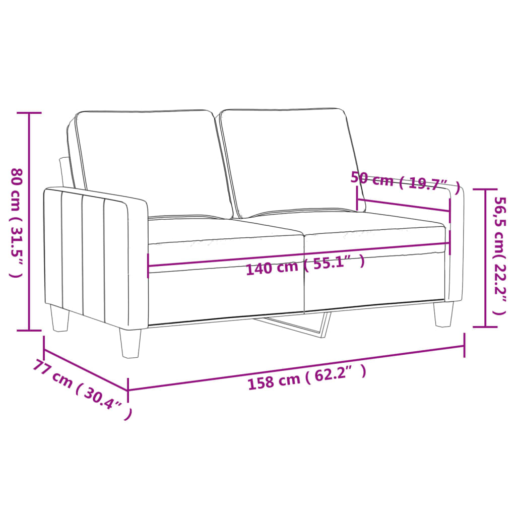 2-Sitzer-Sofa Dunkelgrün 140 cm Samt