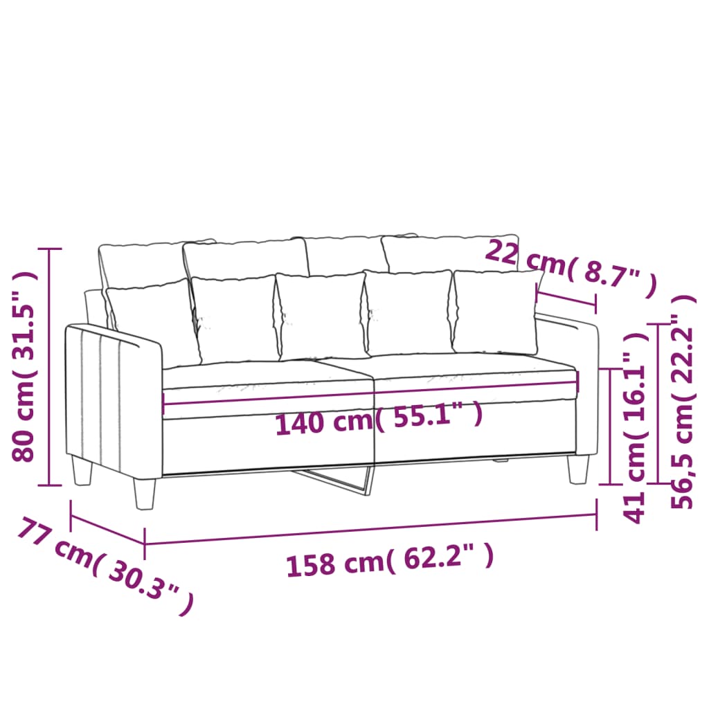 2-Sitzer-Sofa Taupe 140 cm Stoff