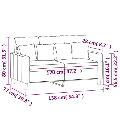 2-Sitzer-Sofa Hellgrau 120 cm Samt