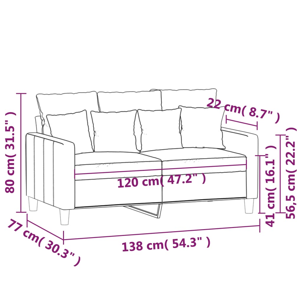 Sofá 2 plazas marrón 120 cm terciopelo