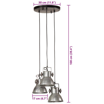 Lampe suspendue 25 W vintage argent 30x30x100 cm E27