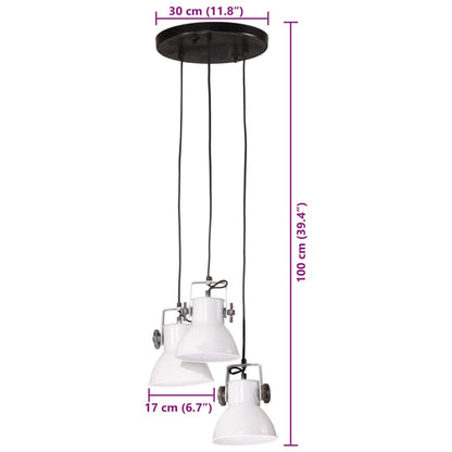 Lampe suspendue 25 W blanche 30x30x100 cm E27