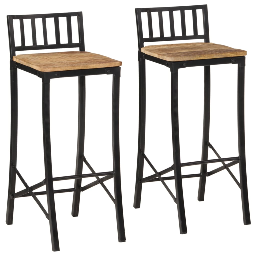 Chaises de bar 2 pcs. Bois de manguier massif brut