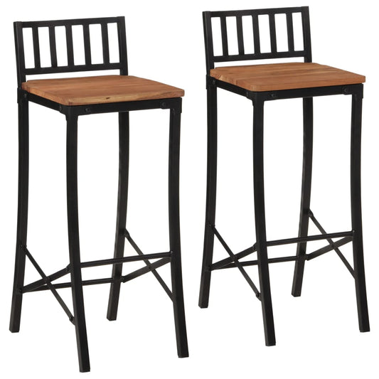 Chaises de bar 2 pcs. Bois d'acacia massif