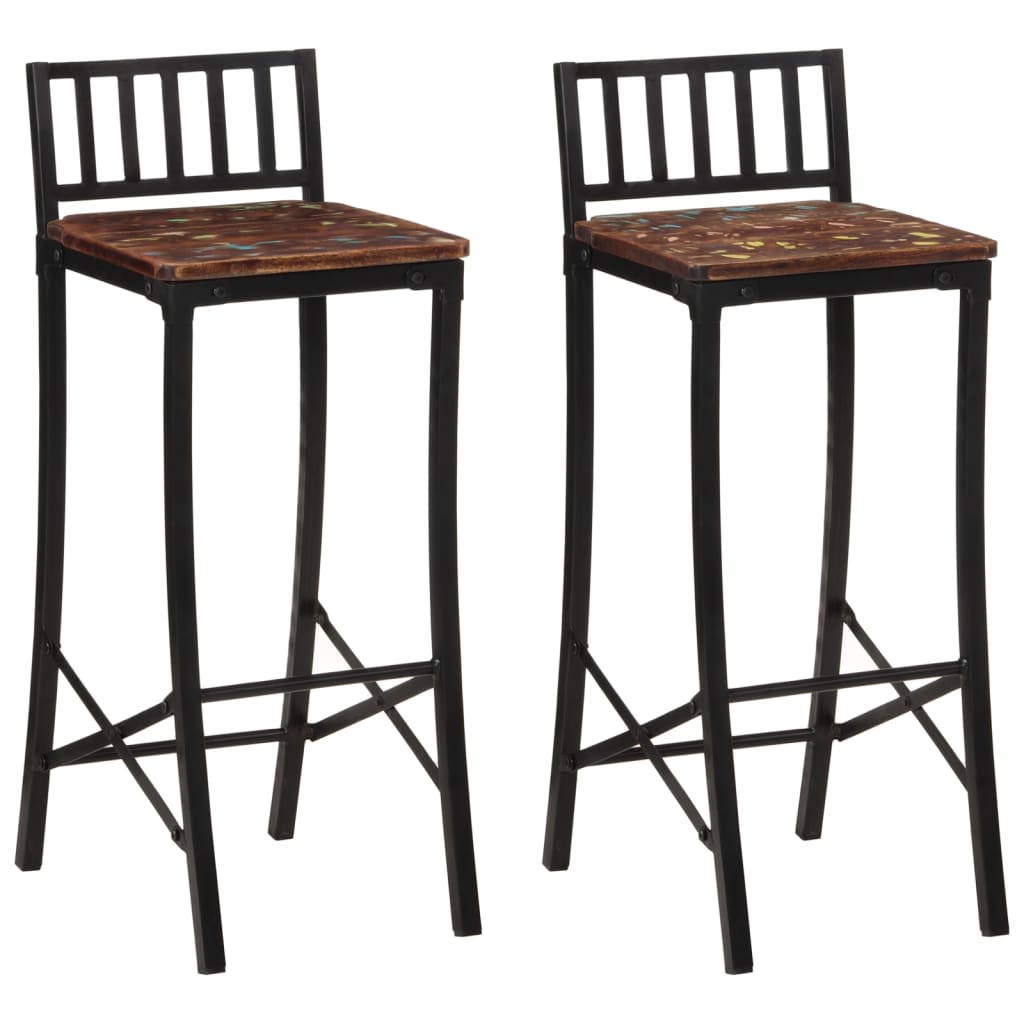 Chaises de bar 2 pcs. Bois de récupération massif