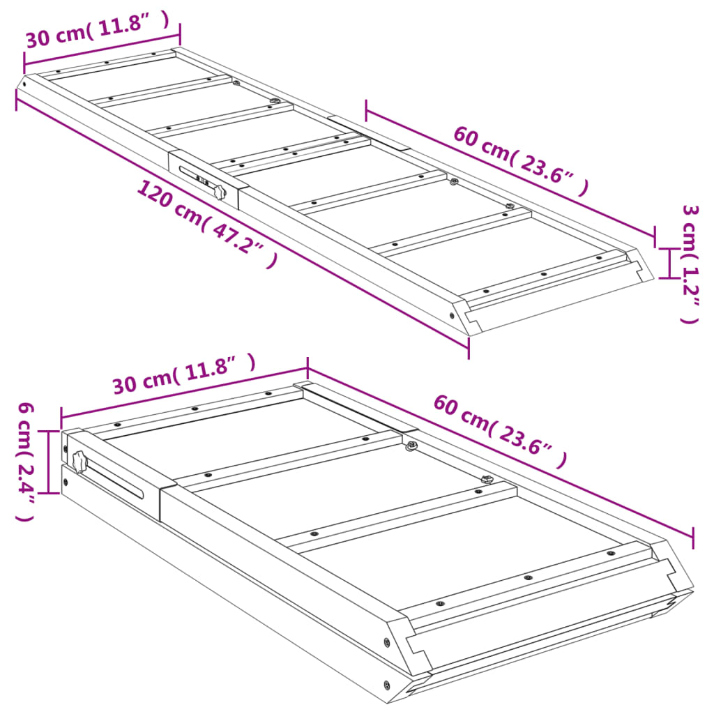 Hunderampe Grün 120x30 cm Massivholz Tanne