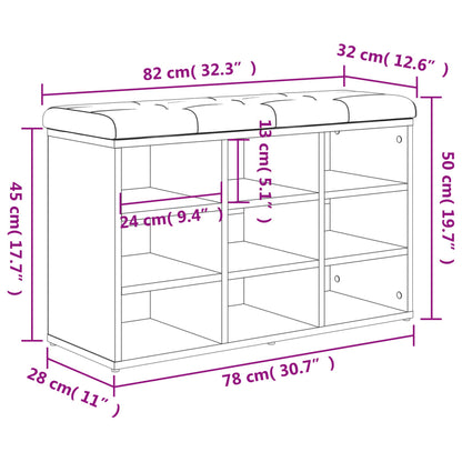 Schuhbank Räuchereiche 82x32x50 cm Holzwerkstoff