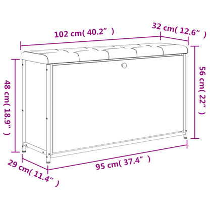 Schuhbank mit Klappe Braun Eichen-Optik 102x32x56 cm