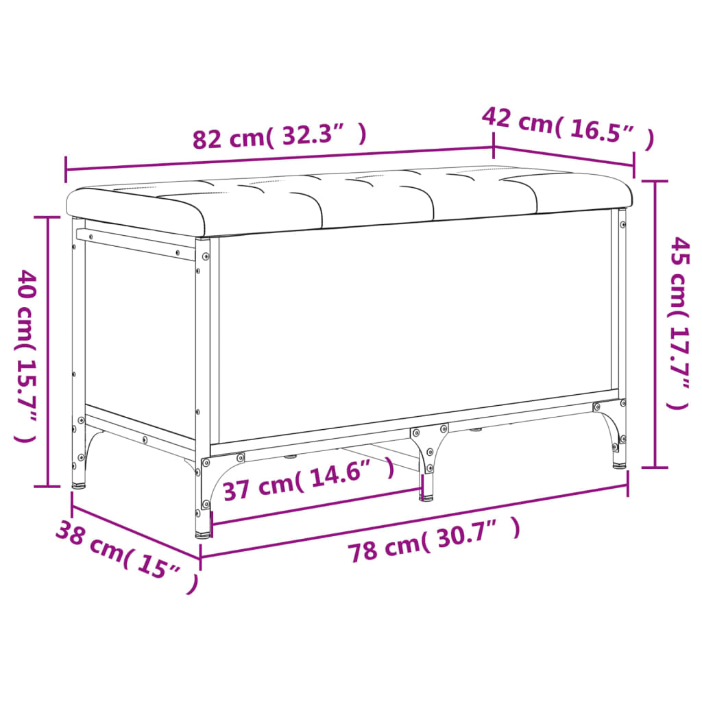 Aufbewahrungsbox  & Sitzbank mit Stauraum Räuchereiche 82x42x45 cm Holzwerkstoff