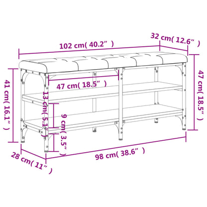 Schuhbank Grau Sonoma 102x32x47 cm Holzwerkstoff