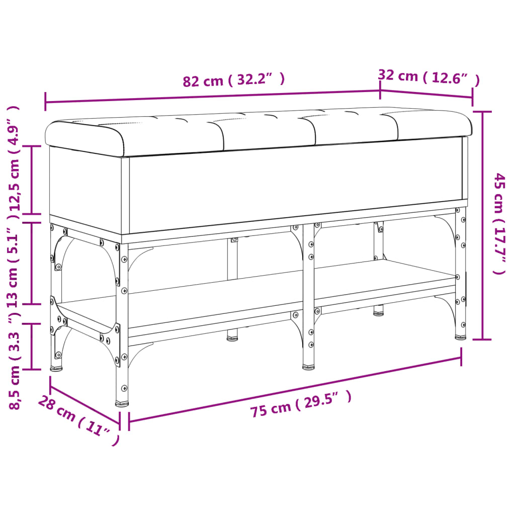 Schuhbank Räuchereiche 82x32x45 cm Holzwerkstoff