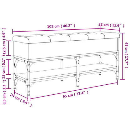 Schuhbank Grau Sonoma 102x32x45 cm Holzwerkstoff