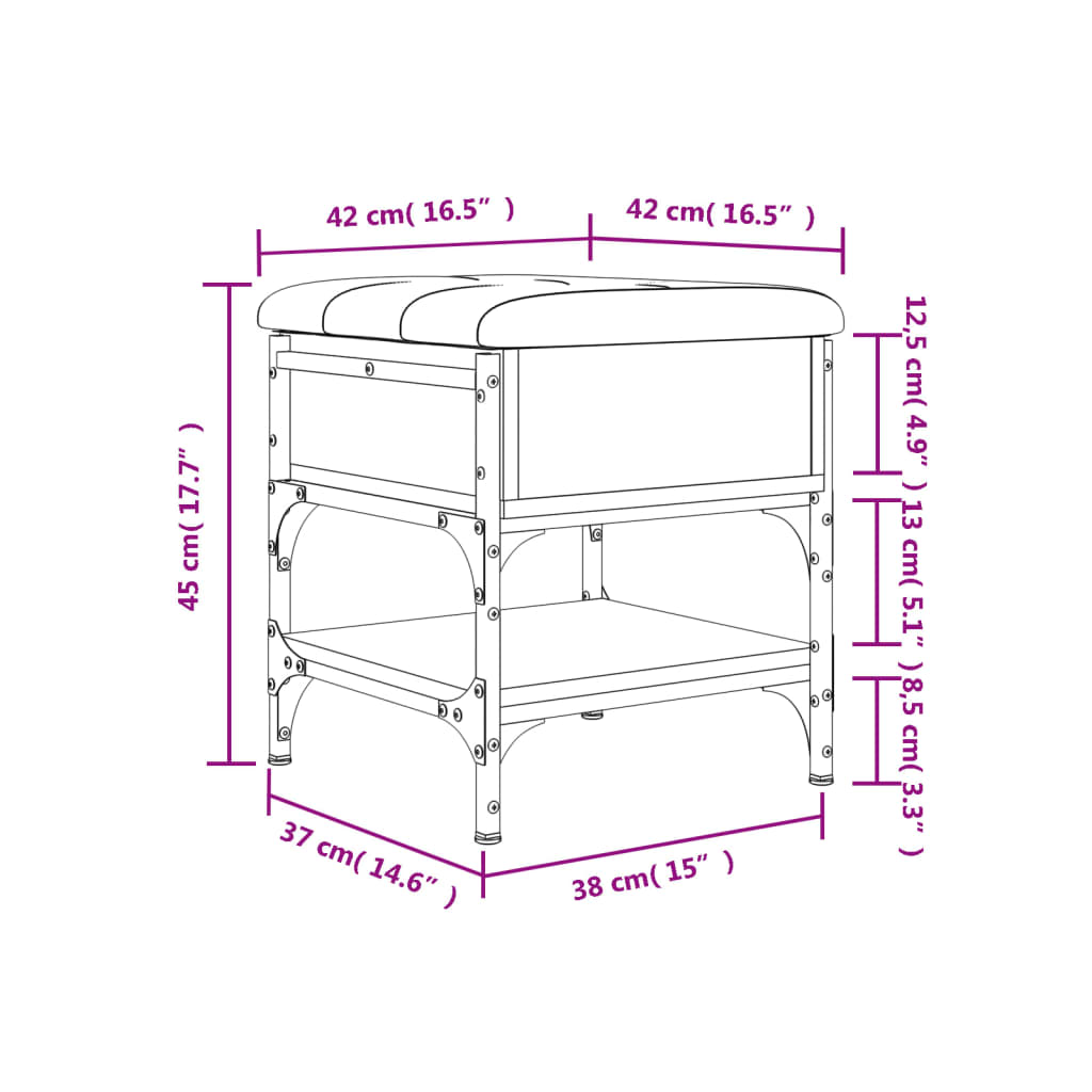 Schuhbank Braun Eichen-Optik 42x42x45 cm Holzwerkstoff