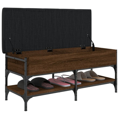 Banc à chaussures aspect chêne marron 102x42x45 cm matériau bois