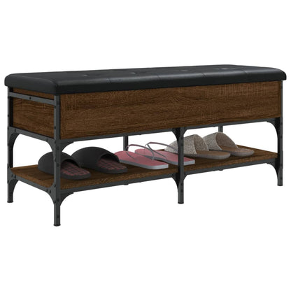 Banc à chaussures aspect chêne marron 102x42x45 cm matériau bois