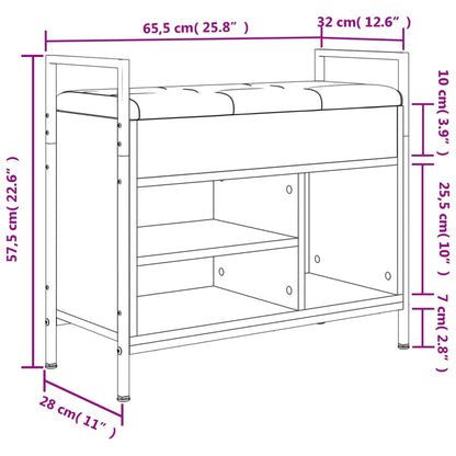 Banc à chaussures noir 65,5x32x57,5 cm en bois