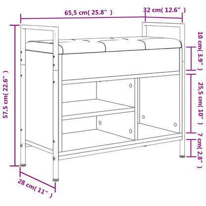 Banc à chaussures chêne fumé 65,5x32x57,5 cm matériau bois