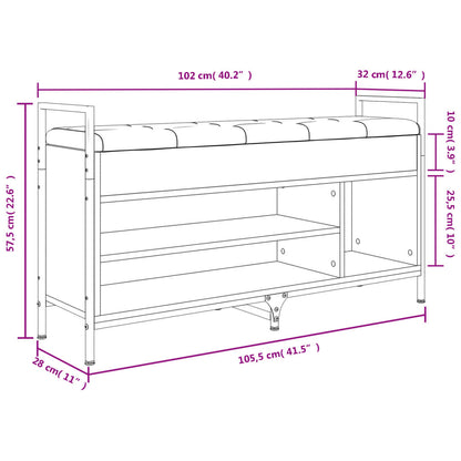 Schuhbank Grau Sonoma 105,5x32x57,5 cm Holzwerkstoff