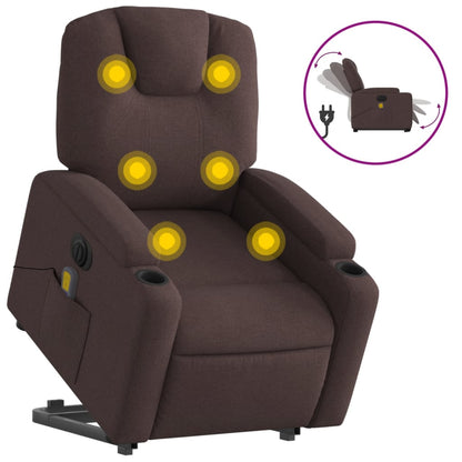 Fauteuil de massage électrique avec aide à la relève tissu marron foncé