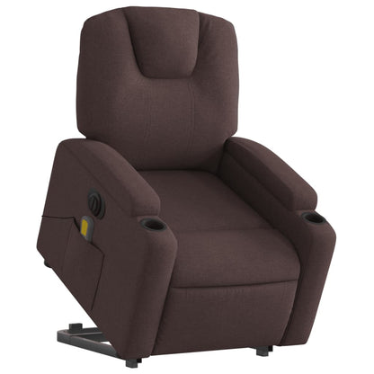 Fauteuil de massage électrique avec aide à la relève tissu marron foncé