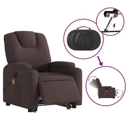 Fauteuil de massage électrique avec aide à la relève tissu marron foncé