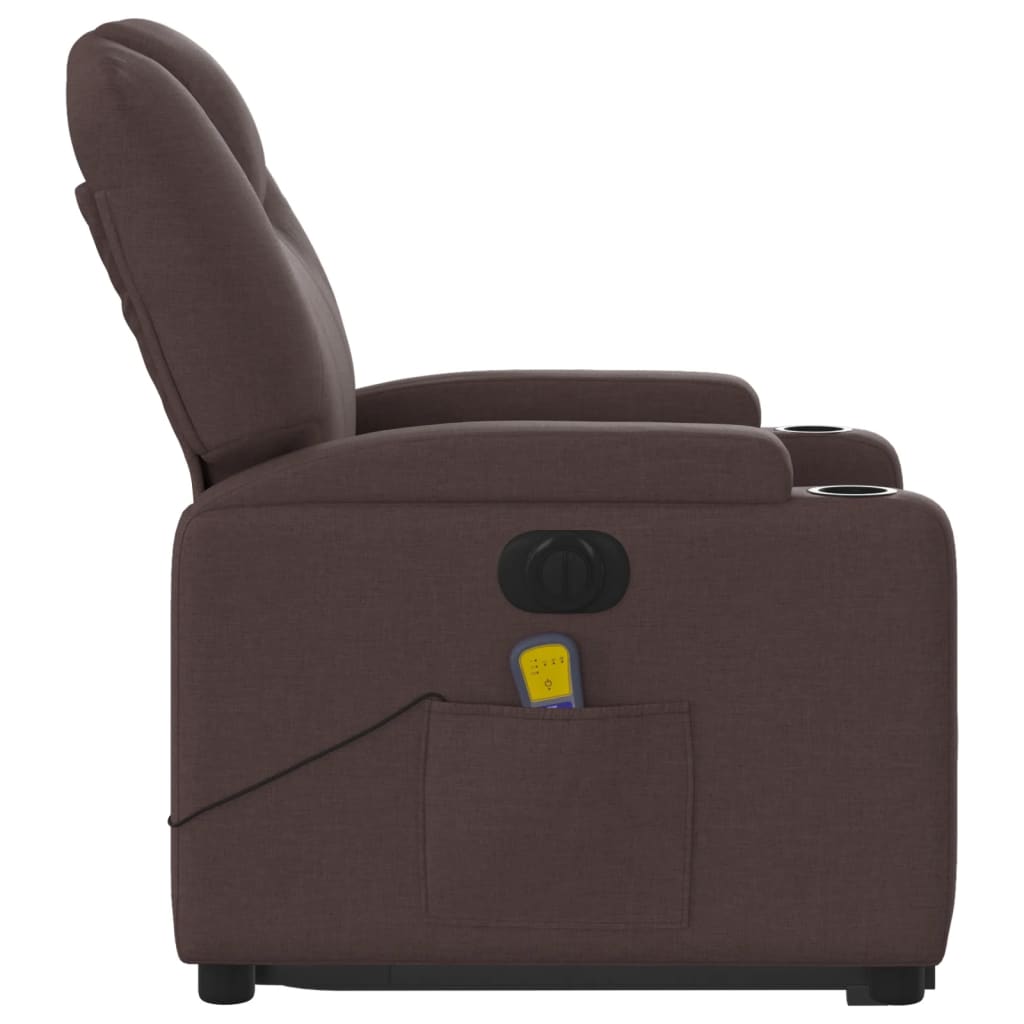 Fauteuil de massage électrique avec aide à la relève tissu marron foncé