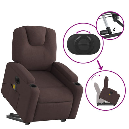 Fauteuil de massage électrique avec aide à la relève tissu marron foncé