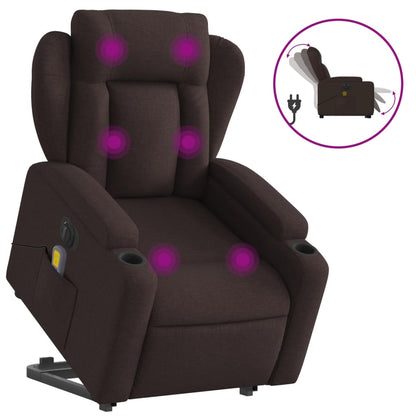 Fauteuil de massage électrique avec aide à la relève tissu marron foncé