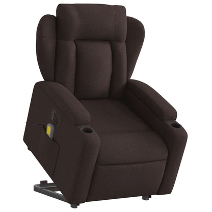 Fauteuil de massage électrique avec aide à la relève tissu marron foncé