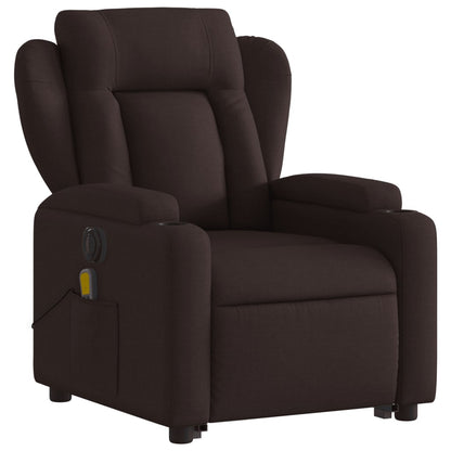 Fauteuil de massage électrique avec aide à la relève tissu marron foncé