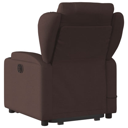 Fauteuil de massage électrique avec aide à la relève tissu marron foncé