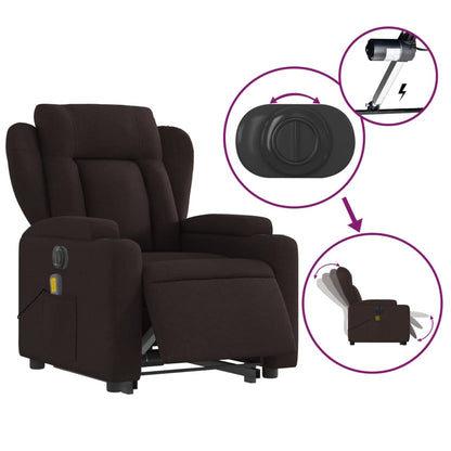 Fauteuil de massage électrique avec aide à la relève tissu marron foncé