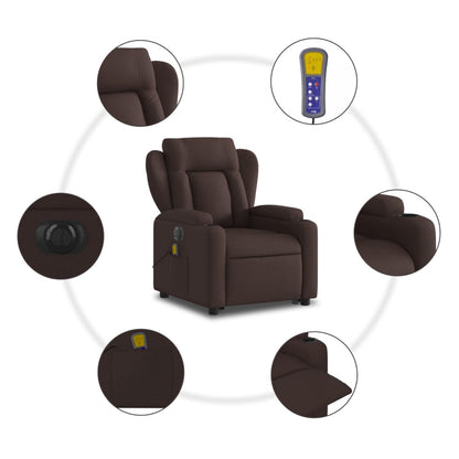 Fauteuil de massage électrique avec aide à la relève tissu marron foncé