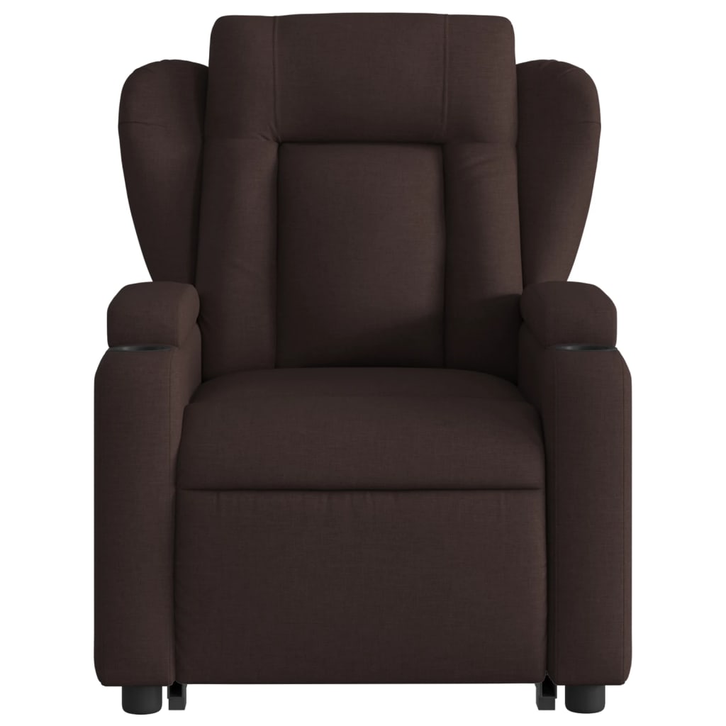 Fauteuil de massage électrique avec aide à la relève tissu marron foncé